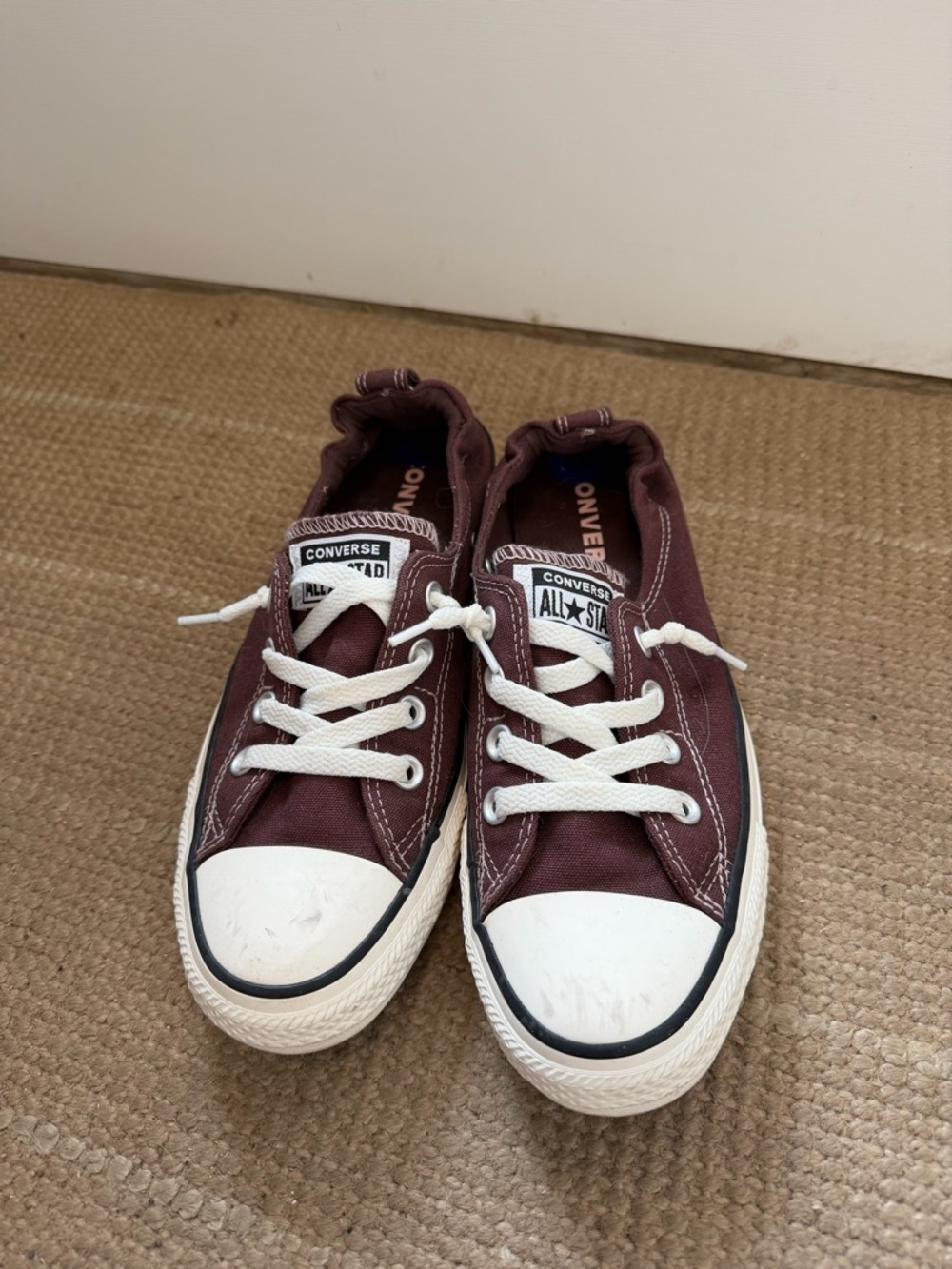 Converse Burgundy Low-Top Sneakers with White Laces